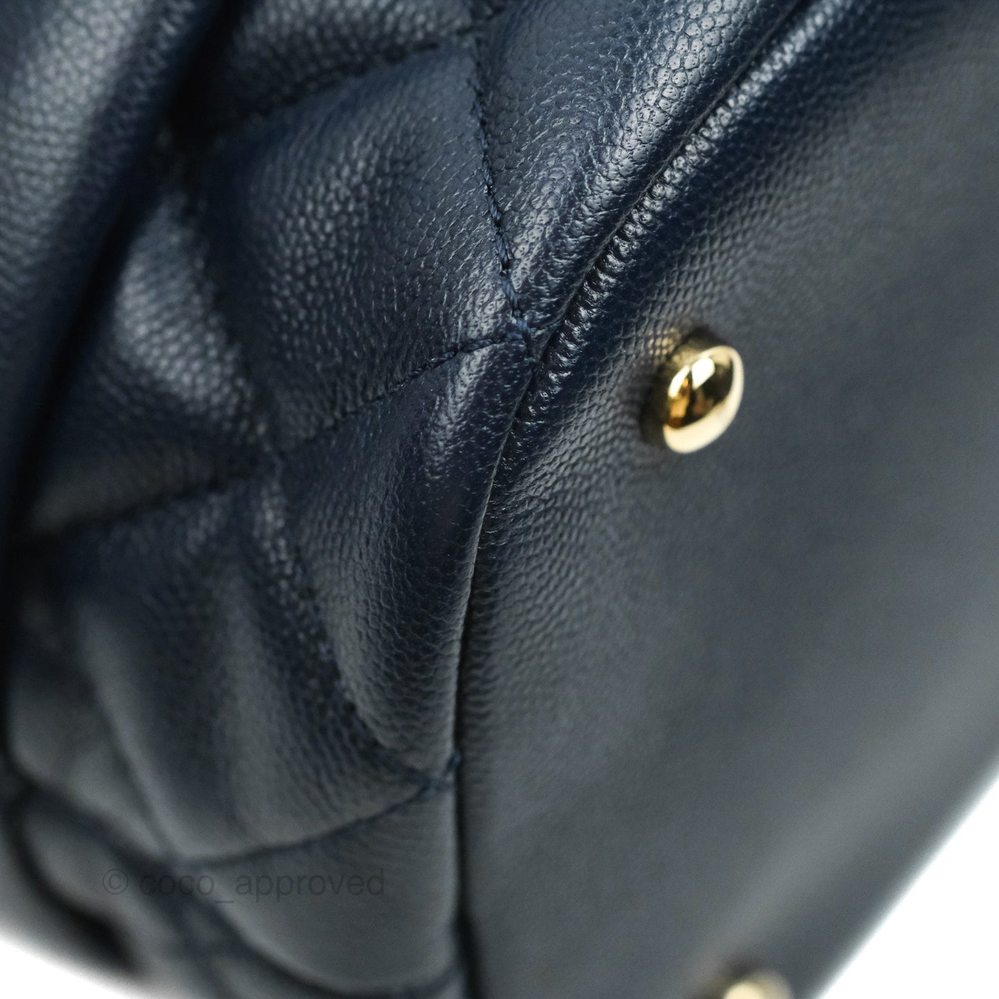 Chanel Medium Quilted Rolled Up Bucket Drawstring Bag Navy Caviar Gold Hardware