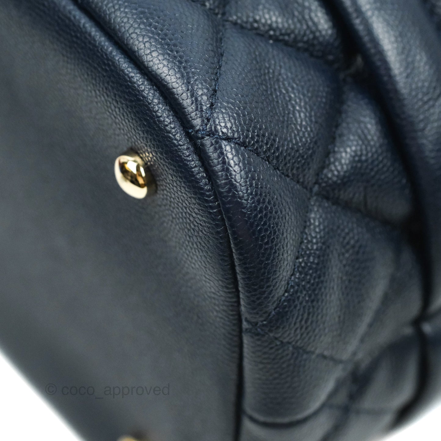 Chanel Medium Quilted Rolled Up Bucket Drawstring Bag Navy Caviar Gold Hardware