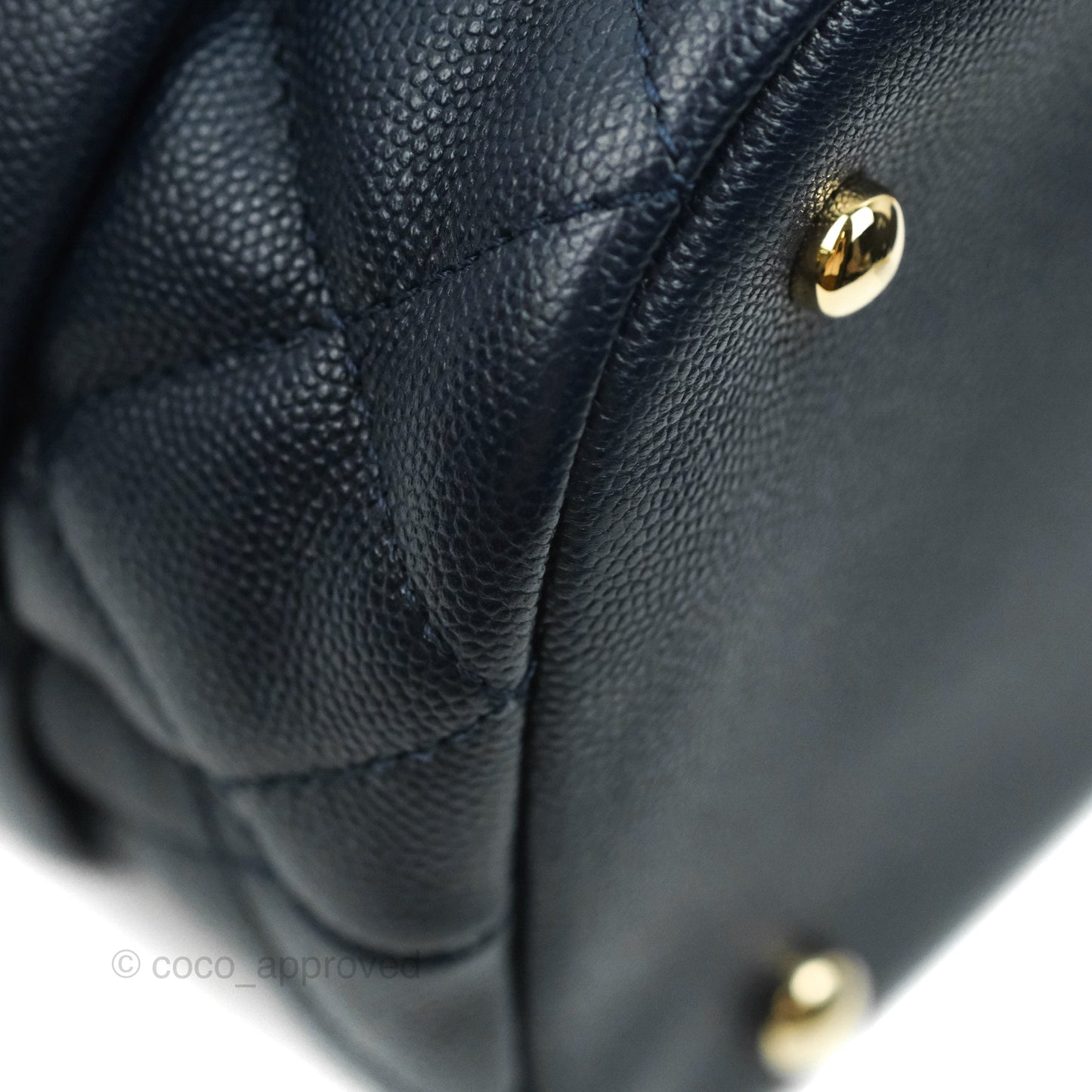 Chanel Medium Quilted Rolled Up Bucket Drawstring Bag Navy Caviar Gold Hardware