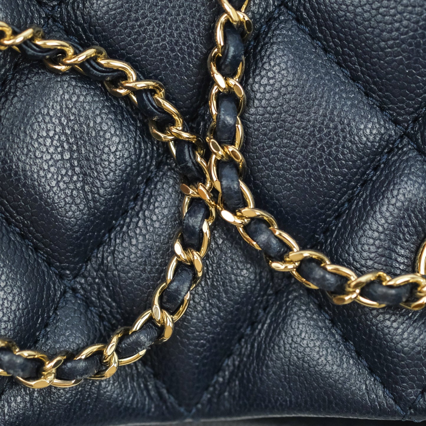 Chanel Medium Quilted Rolled Up Bucket Drawstring Bag Navy Caviar Gold Hardware