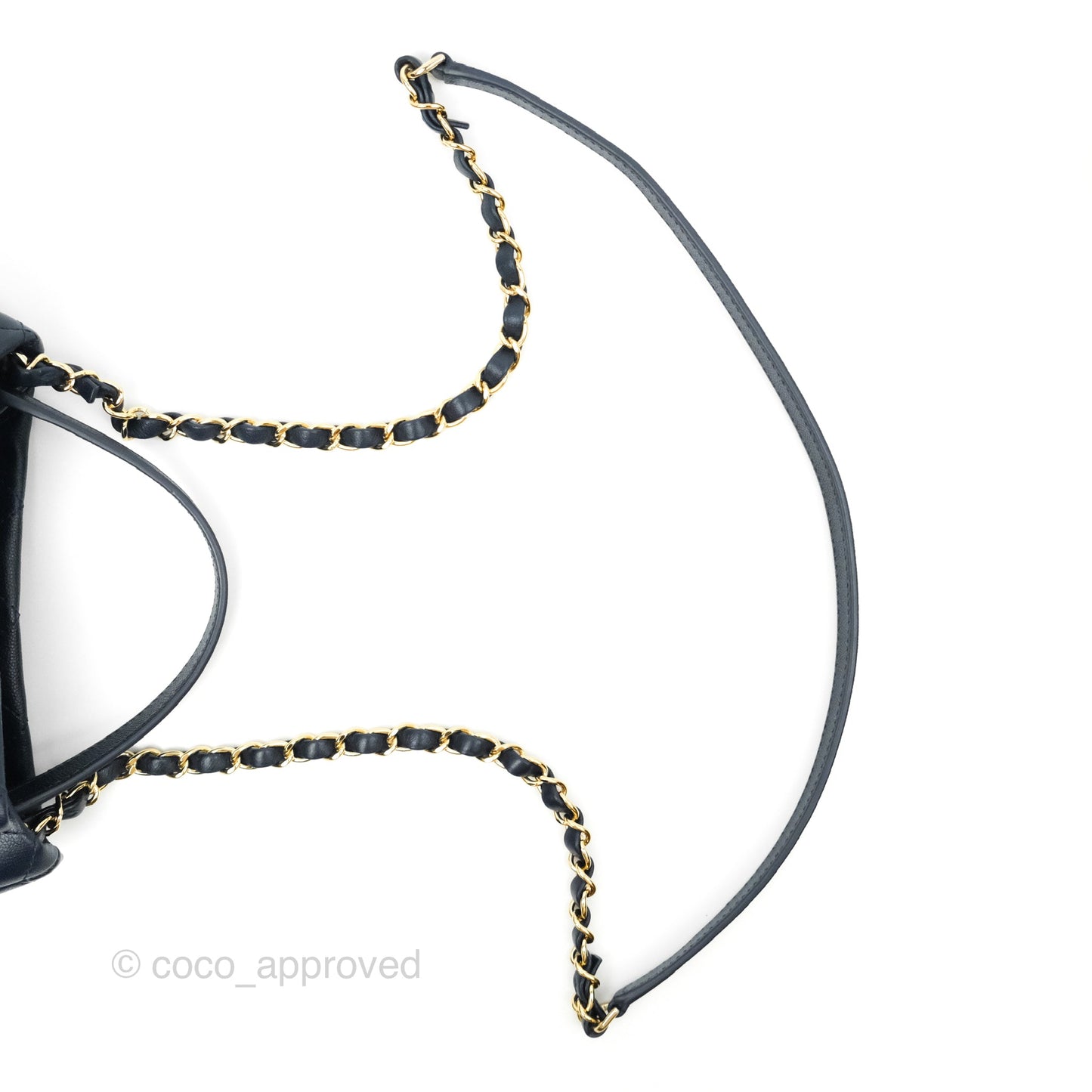 Chanel Medium Quilted Rolled Up Bucket Drawstring Bag Navy Caviar Gold Hardware