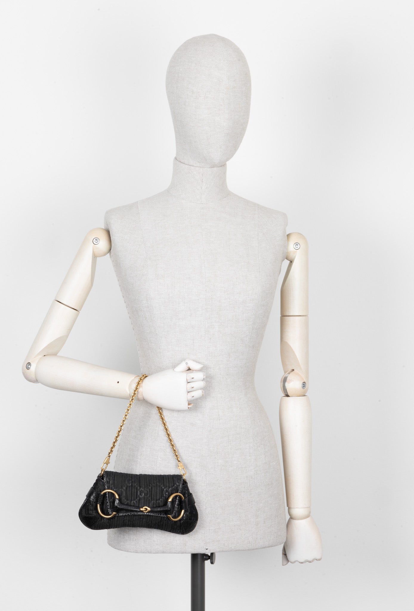 Luxury Gucci Trending 2025 Micro Horsebit Handbag Satin Python Black
