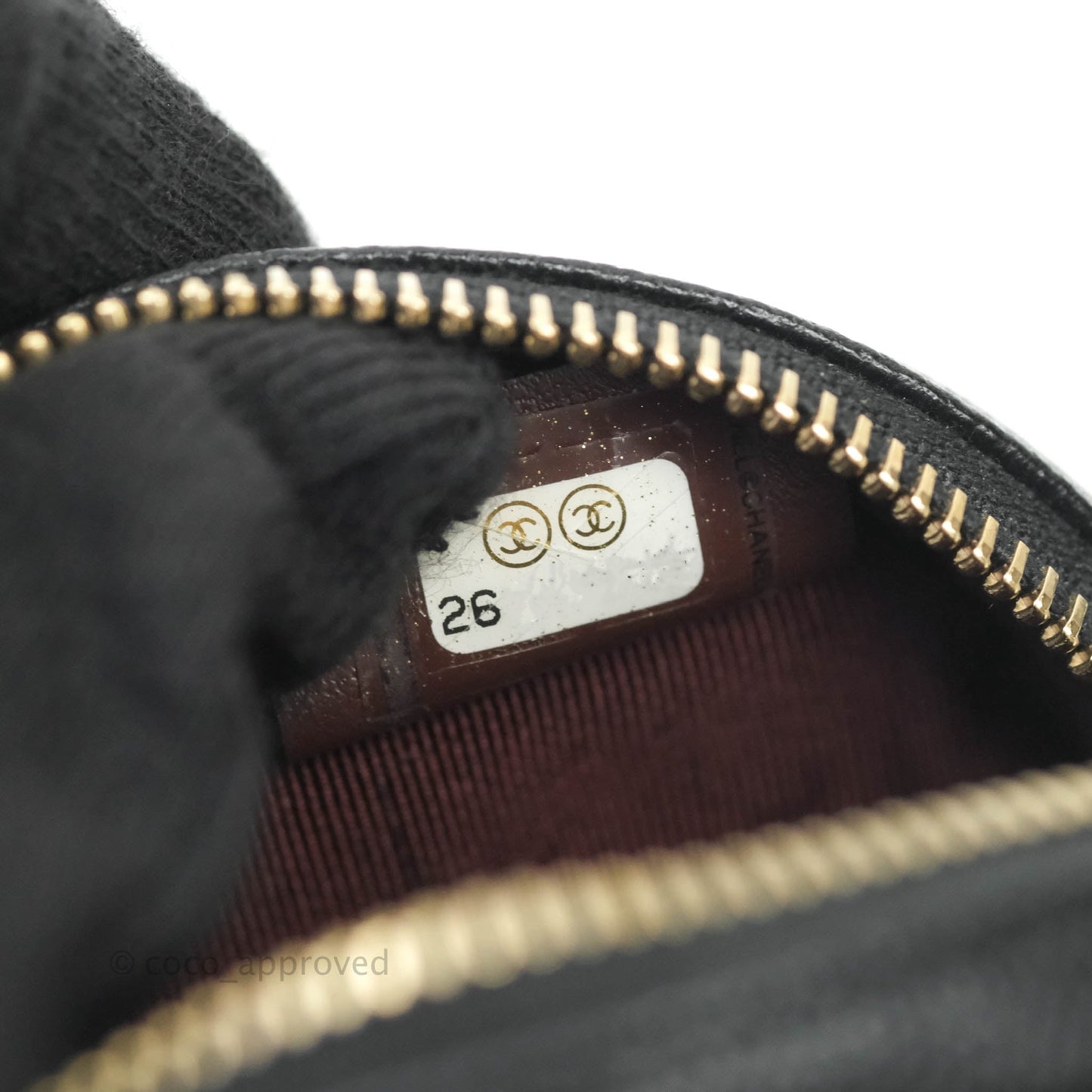 Chanel CC Round Coin Purse Black Caviar Gold Hardware