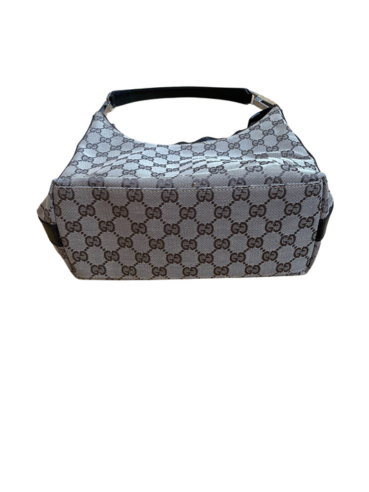 Luxury Gucci Beige & Dark Brown Jacquard Handbag
