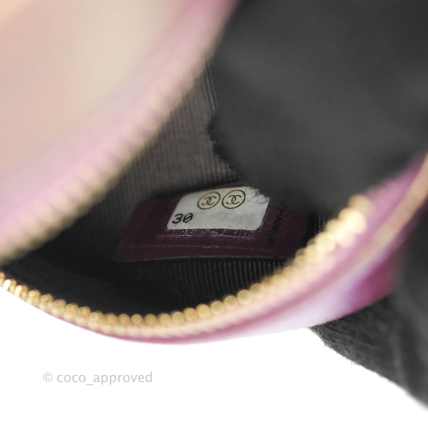 Chanel Classic Quilted Round Clutch With Chain Metallic Purple Lambskin Gold Hardware