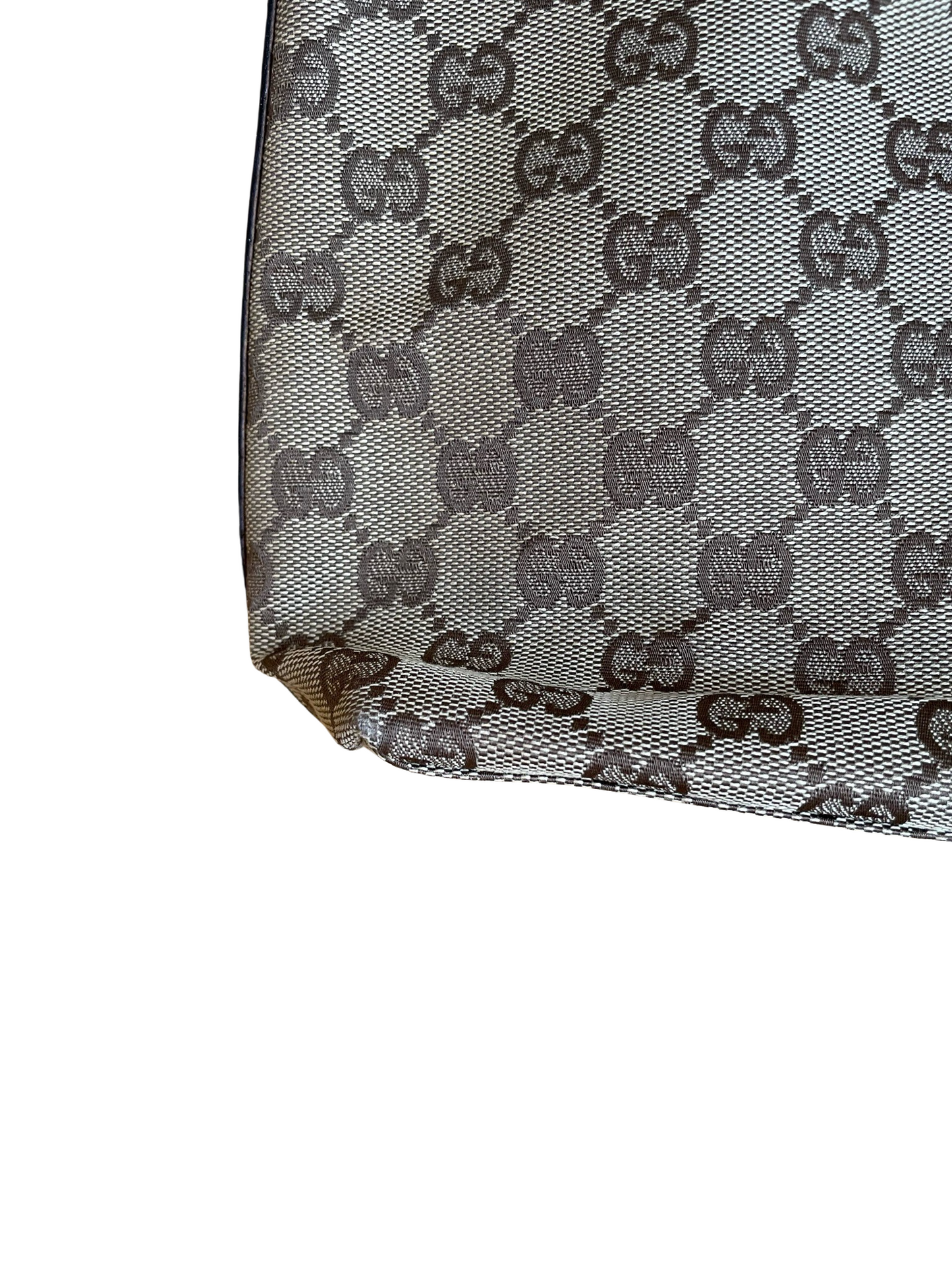 Luxury Gucci Beige & Dark Brown Jacquard Handbag