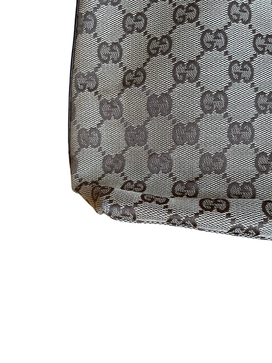 Luxury Gucci Beige & Dark Brown Jacquard Handbag