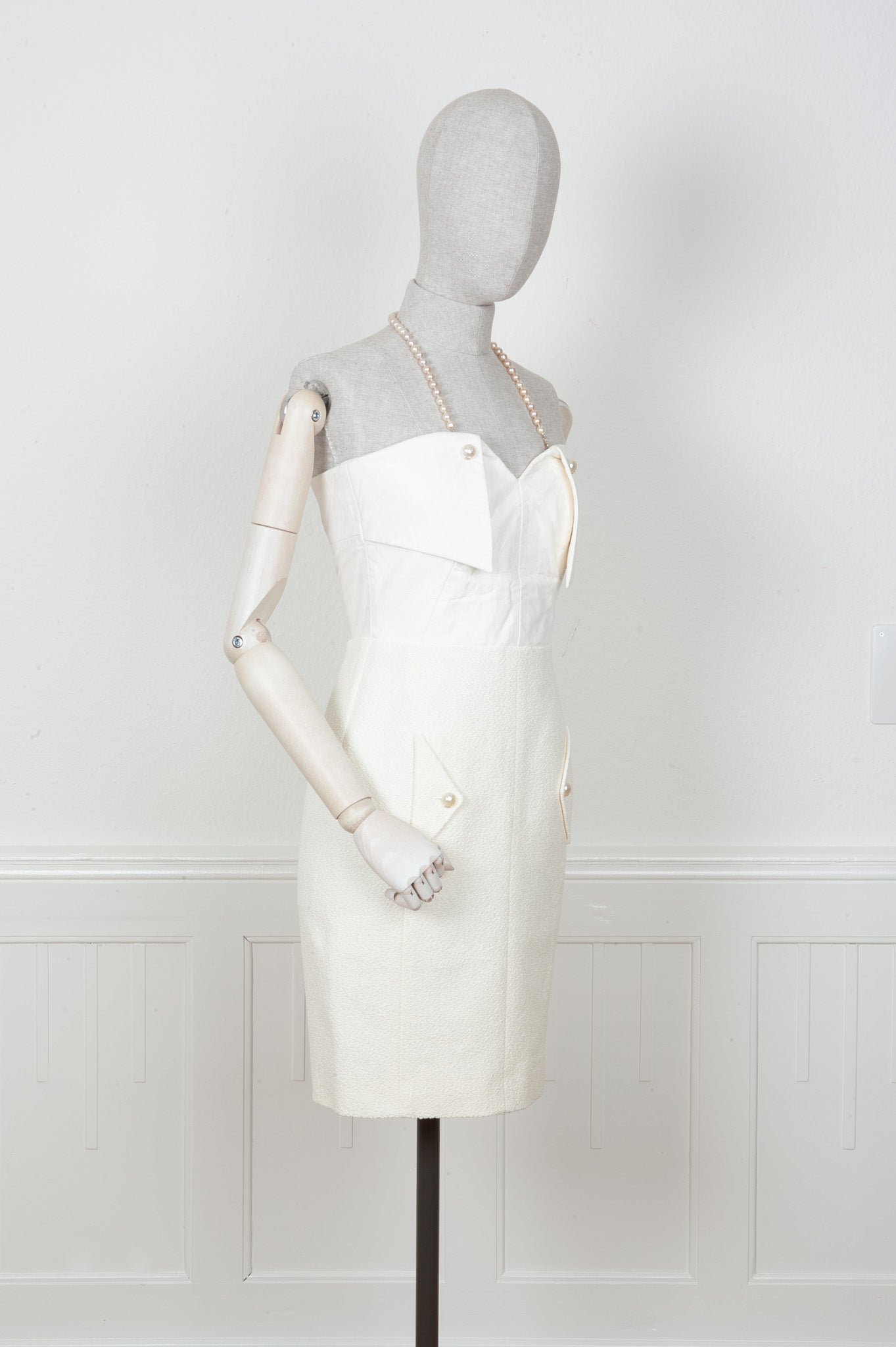 CHANEL Dress White Leather Top Spring 2012