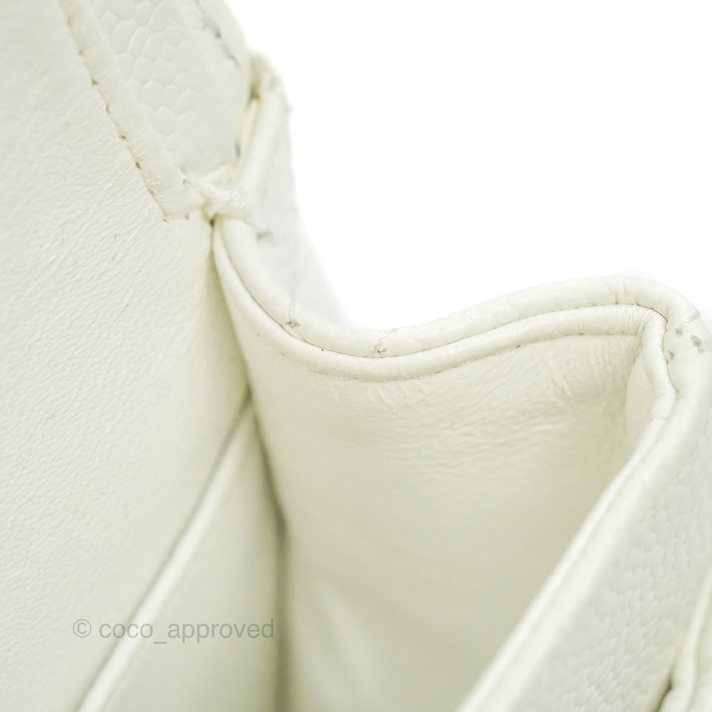 Chanel Quilted M/L Medium Double Flap White Caviar Silver Hardware