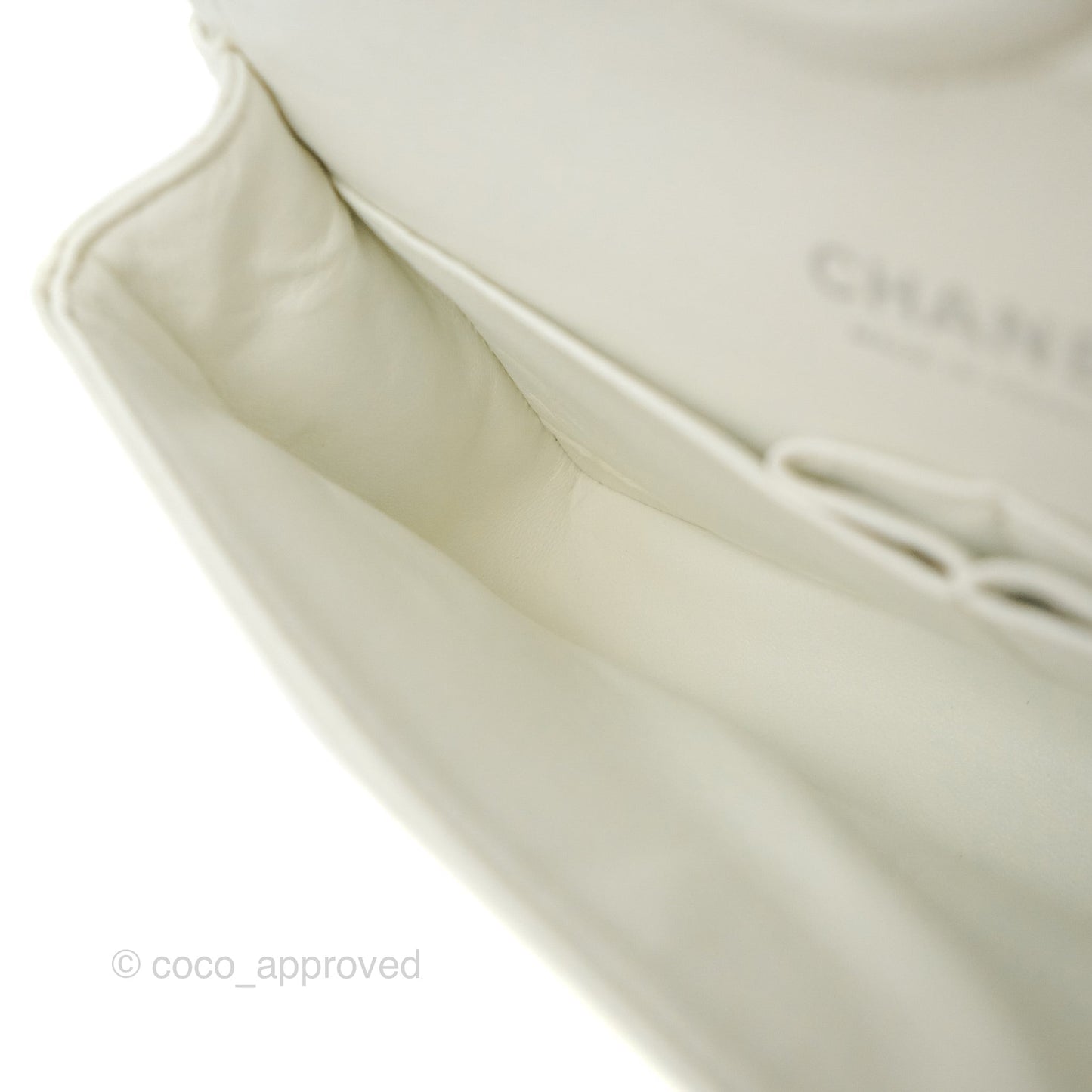 Chanel Quilted M/L Medium Double Flap White Caviar Silver Hardware