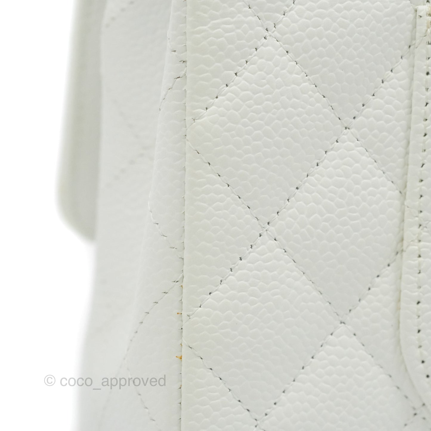 Chanel Quilted M/L Medium Double Flap White Caviar Silver Hardware