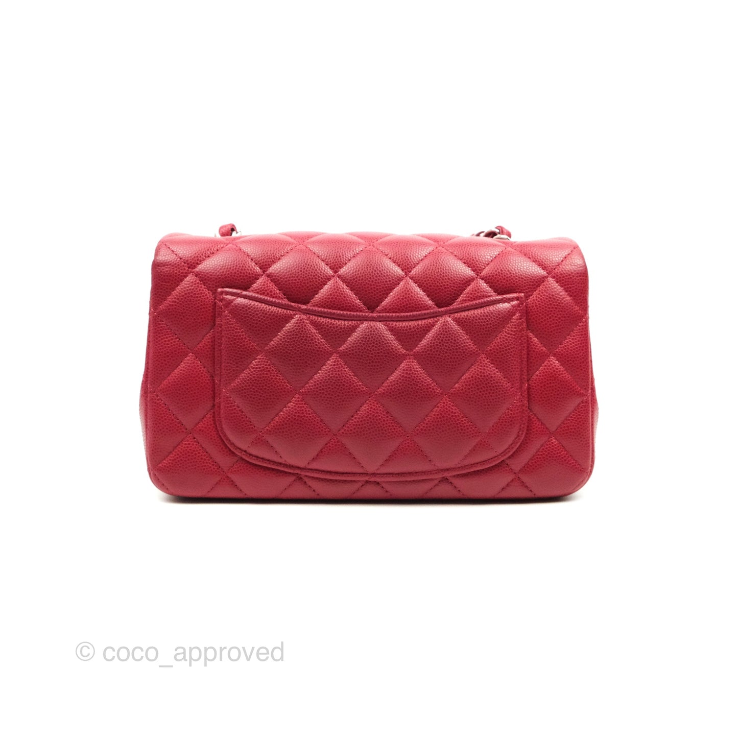 Chanel Quilted Mini Rectangular Flap Cherry Red Caviar Silver Hardware 18B