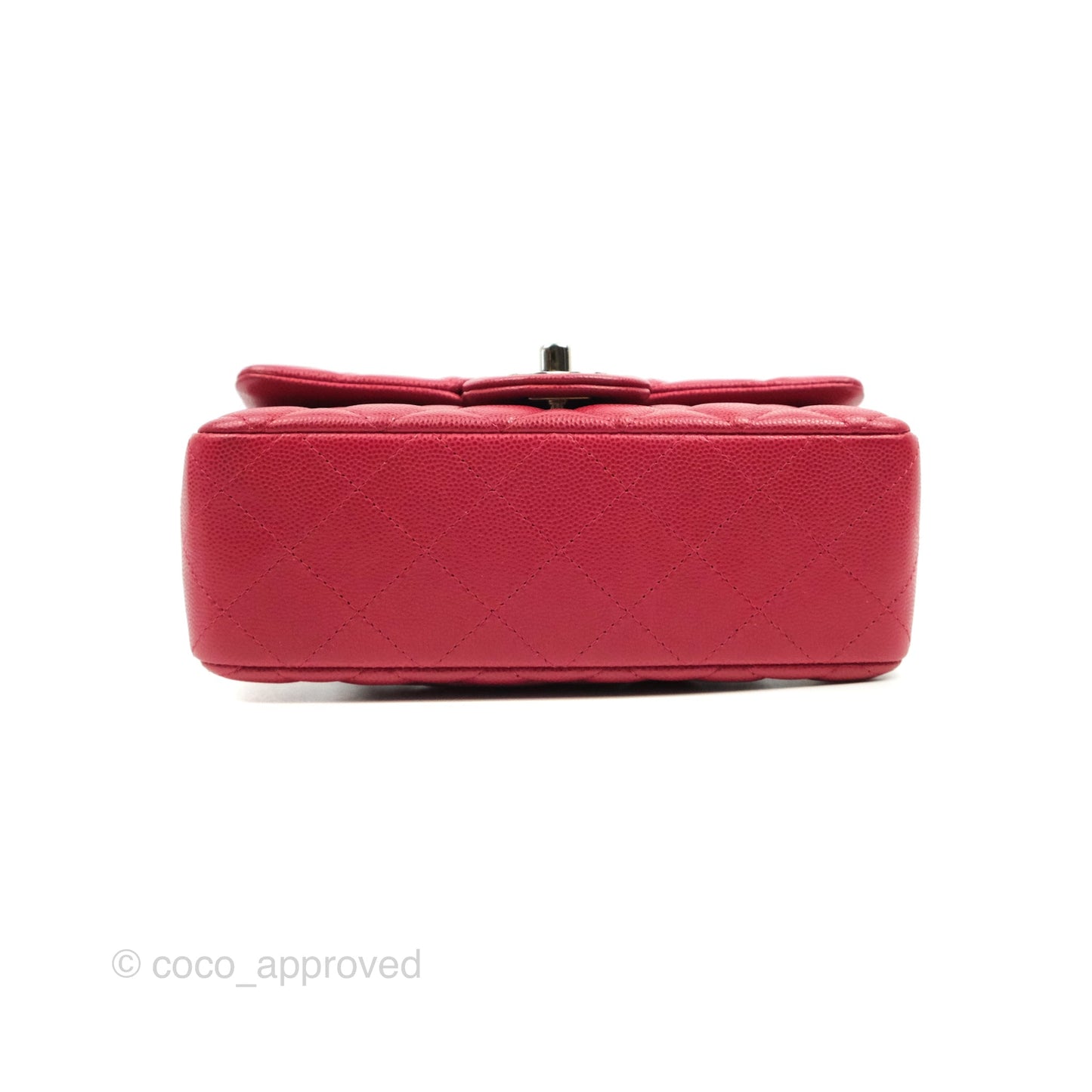 Chanel Quilted Mini Rectangular Flap Cherry Red Caviar Silver Hardware 18B