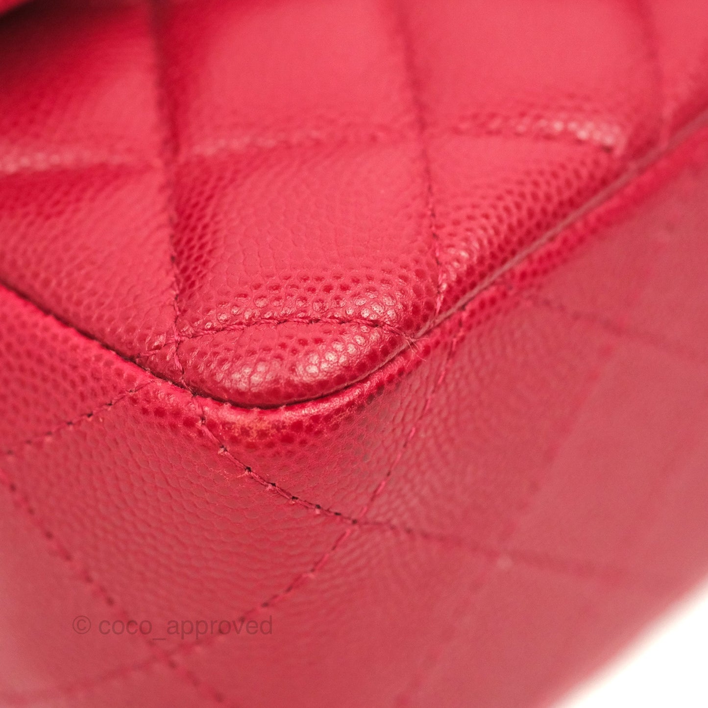 Chanel Quilted Mini Rectangular Flap Cherry Red Caviar Silver Hardware 18B