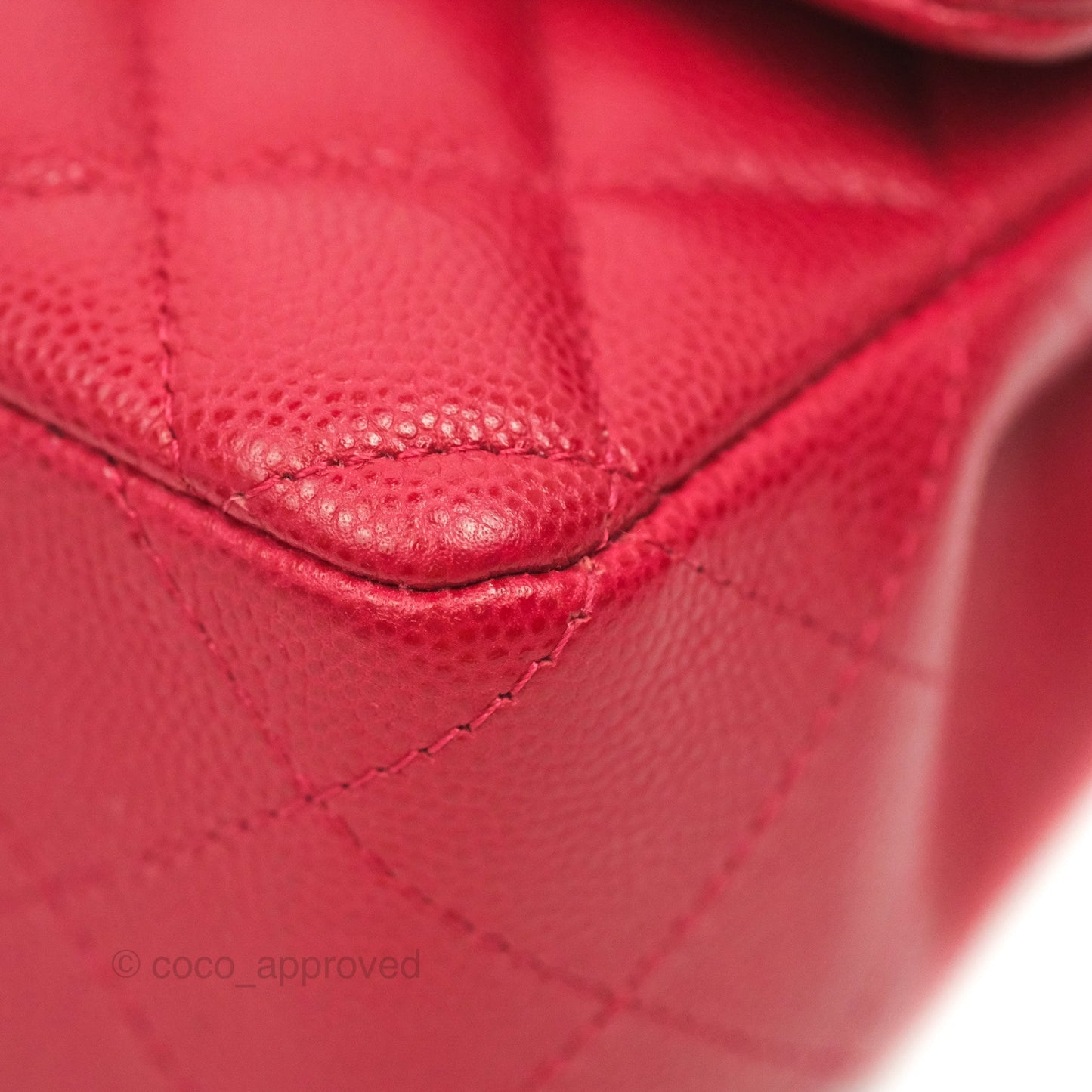 Chanel Quilted Mini Rectangular Flap Cherry Red Caviar Silver Hardware 18B
