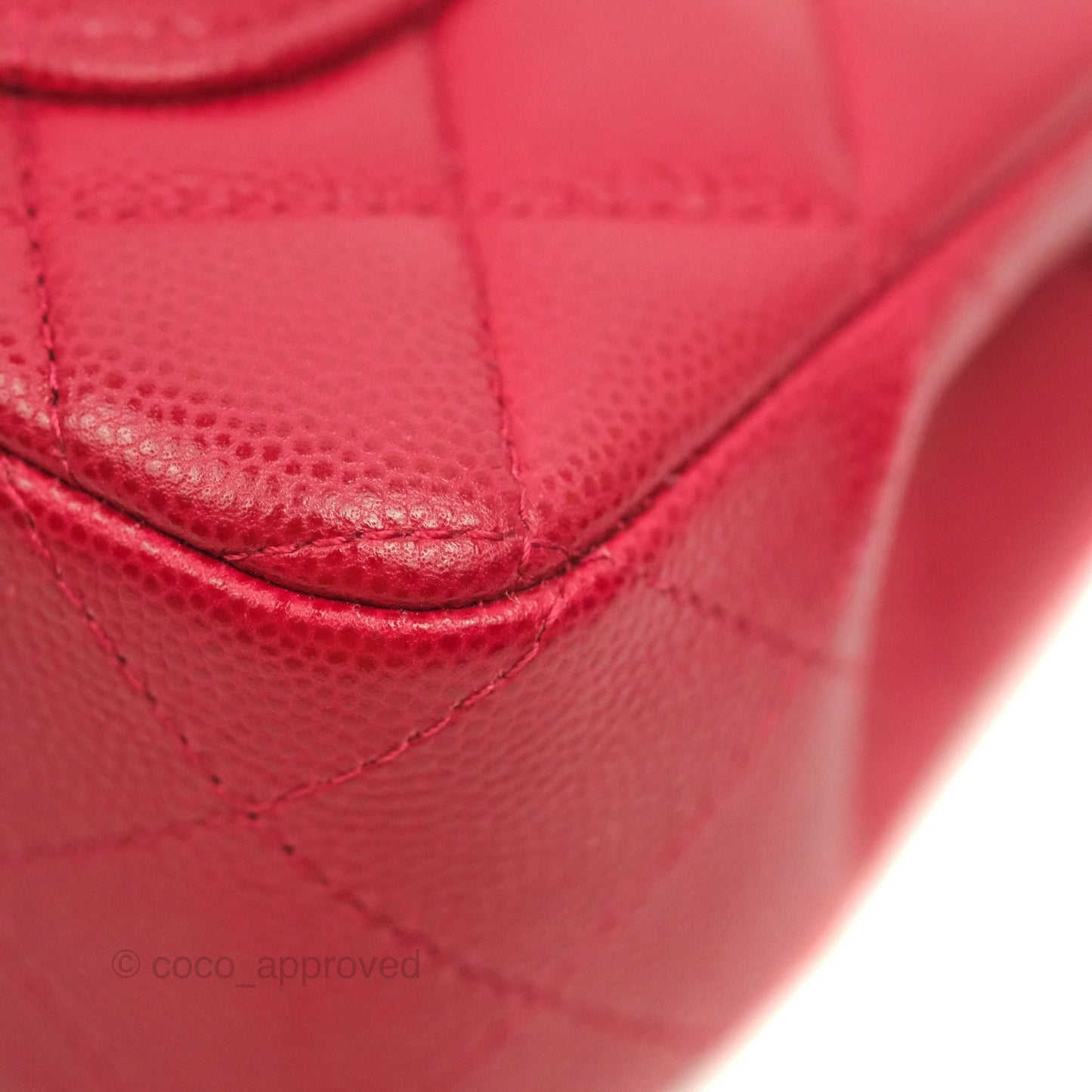 Chanel Quilted Mini Rectangular Flap Cherry Red Caviar Silver Hardware 18B