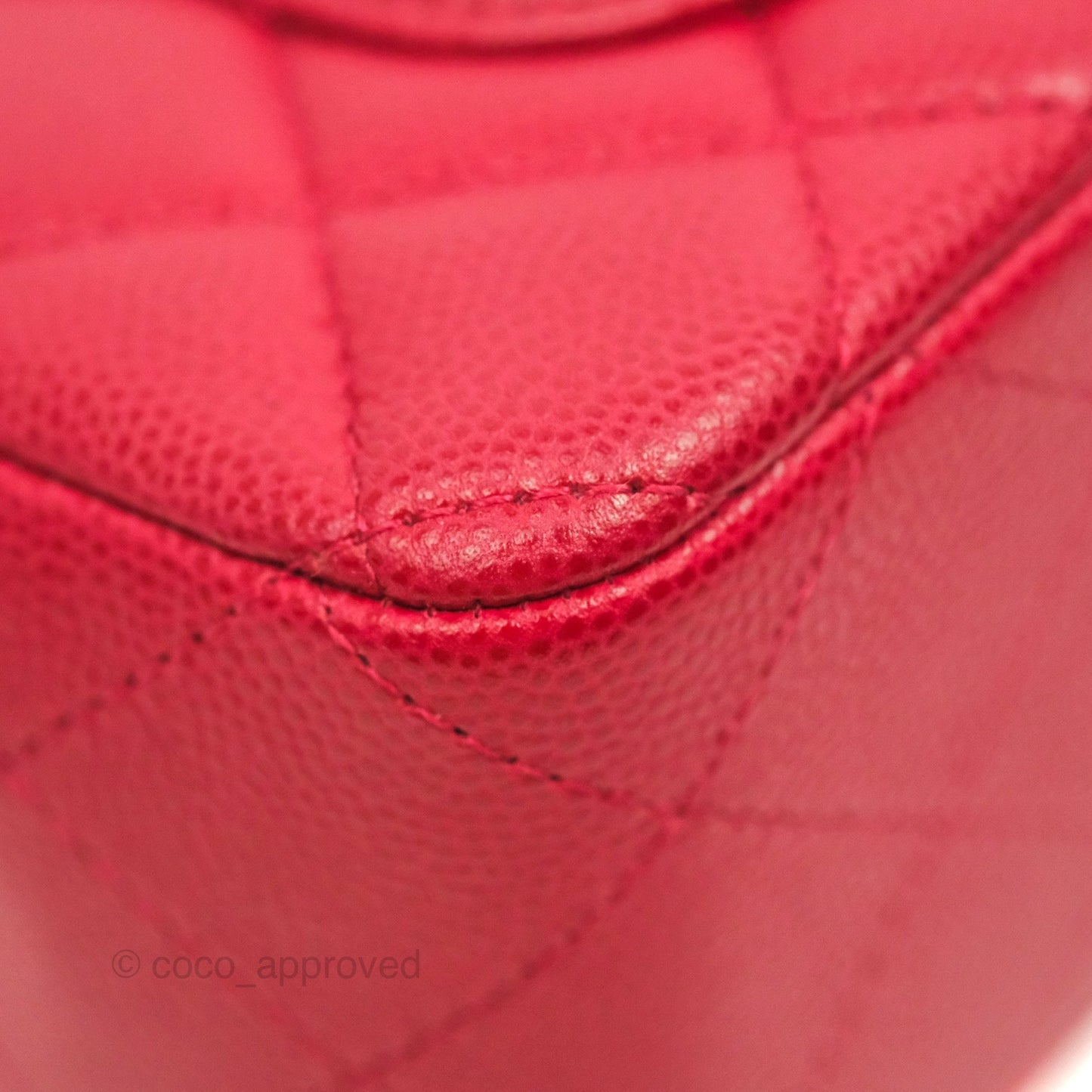 Chanel Quilted Mini Rectangular Flap Cherry Red Caviar Silver Hardware 18B