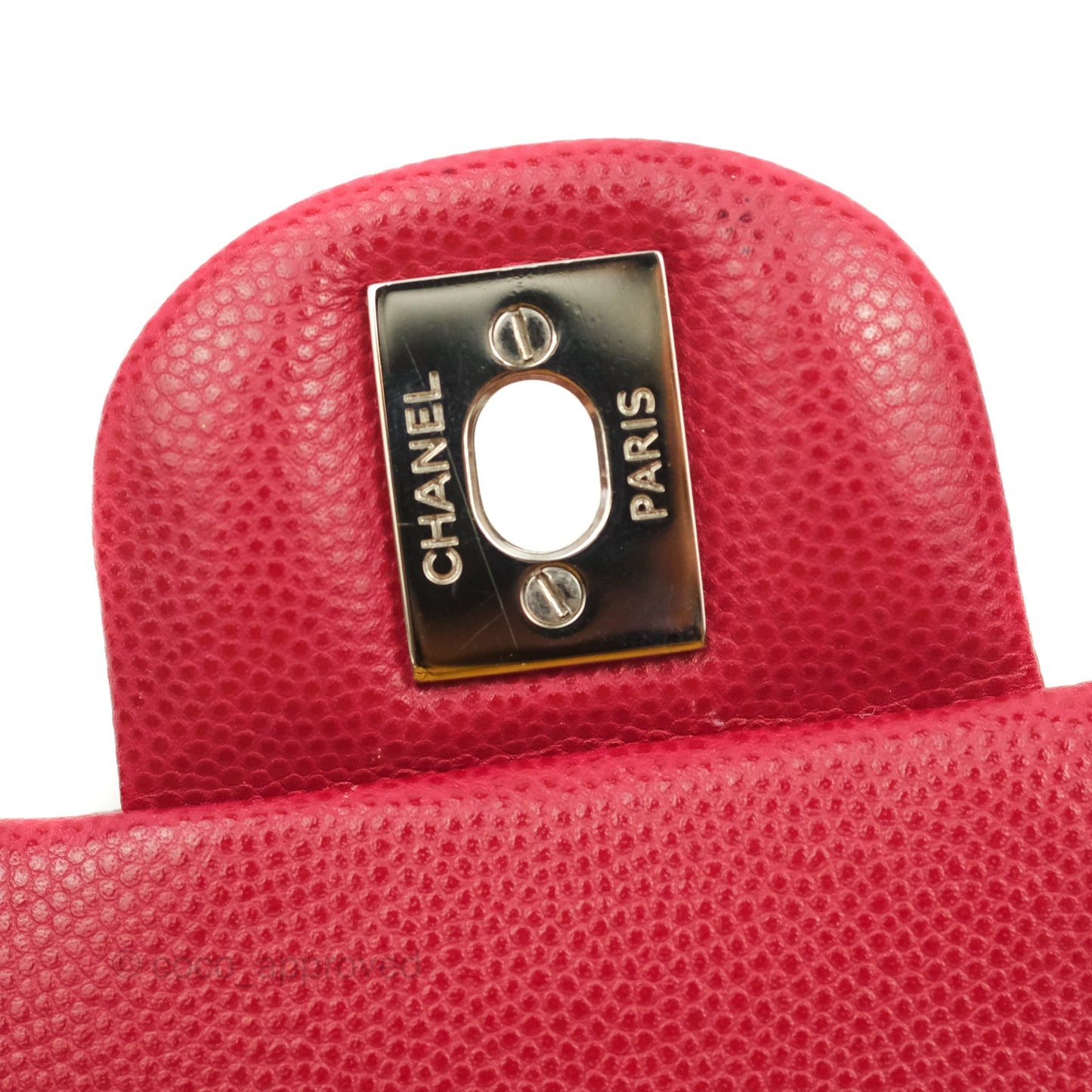 Chanel Quilted Mini Rectangular Flap Cherry Red Caviar Silver Hardware 18B