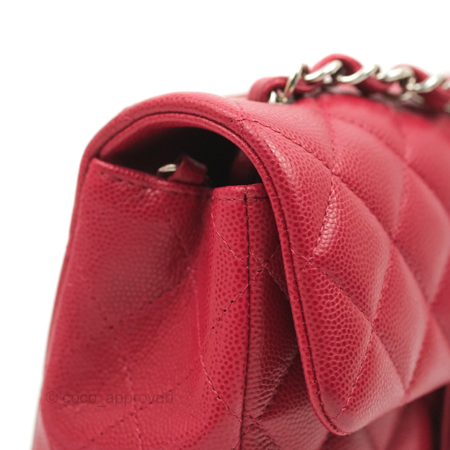 Chanel Quilted Mini Rectangular Flap Cherry Red Caviar Silver Hardware 18B