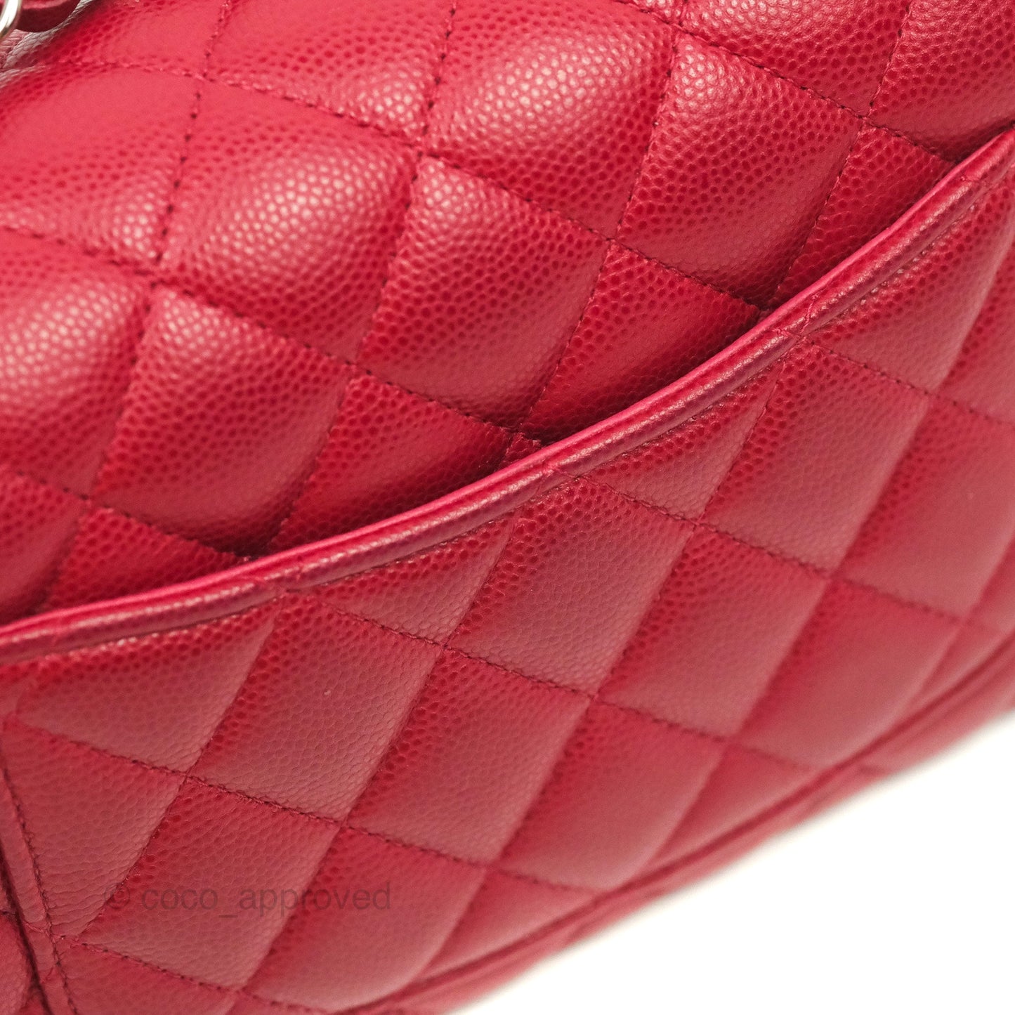 Chanel Quilted Mini Rectangular Flap Cherry Red Caviar Silver Hardware 18B