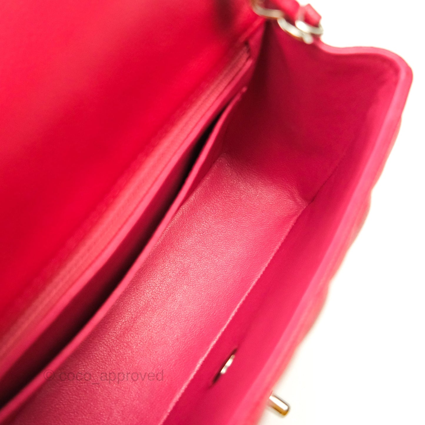 Chanel Quilted Mini Rectangular Flap Cherry Red Caviar Silver Hardware 18B