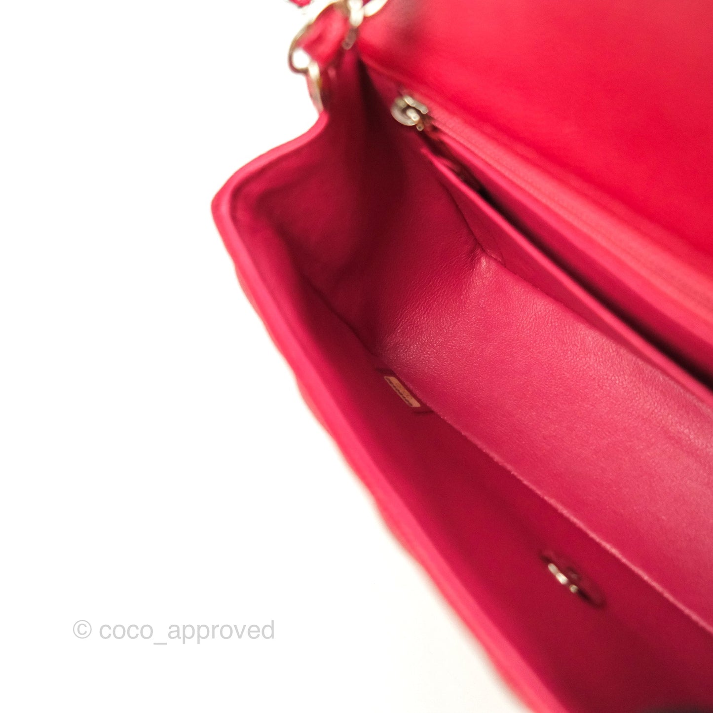 Chanel Quilted Mini Rectangular Flap Cherry Red Caviar Silver Hardware 18B