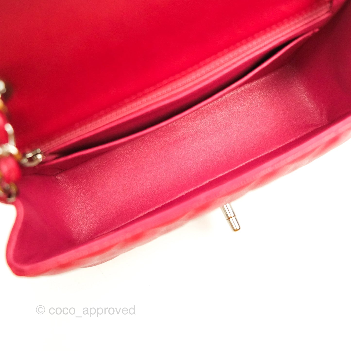 Chanel Quilted Mini Rectangular Flap Cherry Red Caviar Silver Hardware 18B