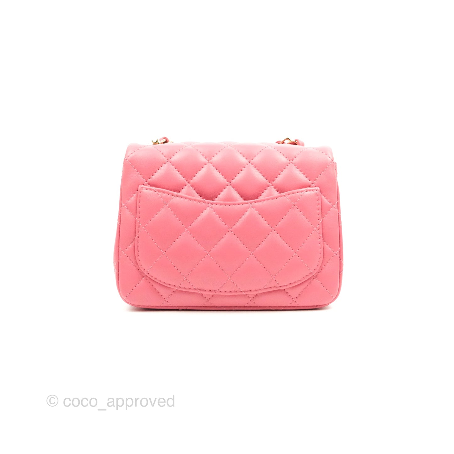 Chanel Mini Square Quilted Rosy Pink Lambskin Gold Hardware 21A