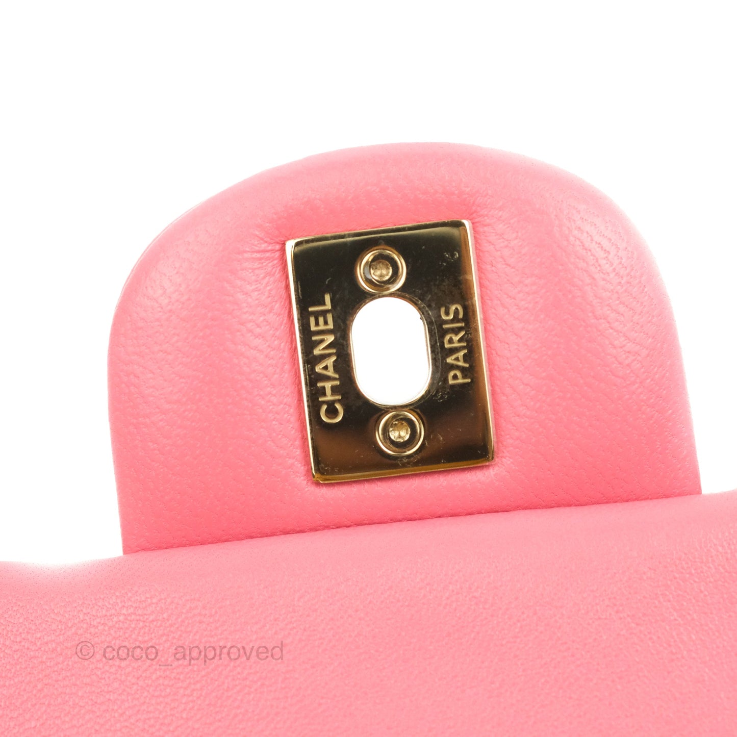 Chanel Mini Square Quilted Rosy Pink Lambskin Gold Hardware 21A