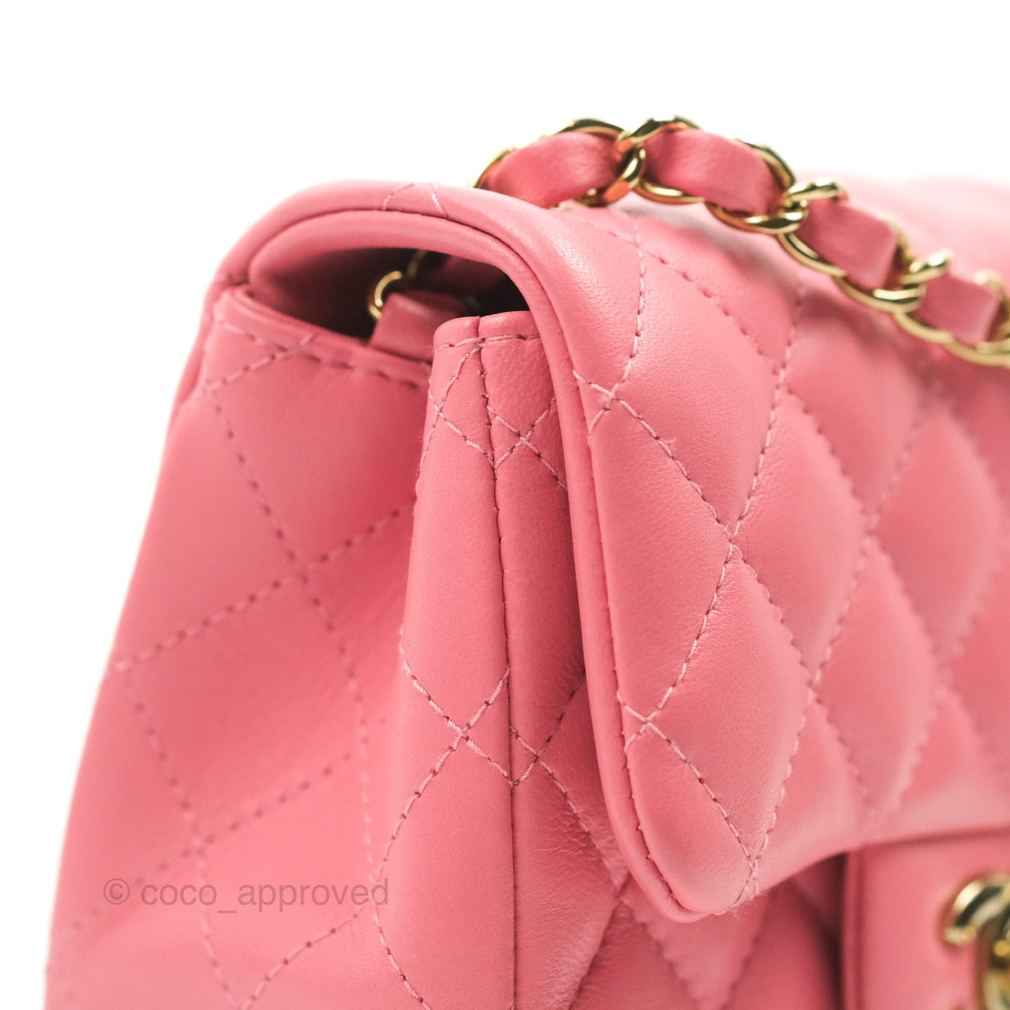 Chanel Mini Square Quilted Rosy Pink Lambskin Gold Hardware 21A