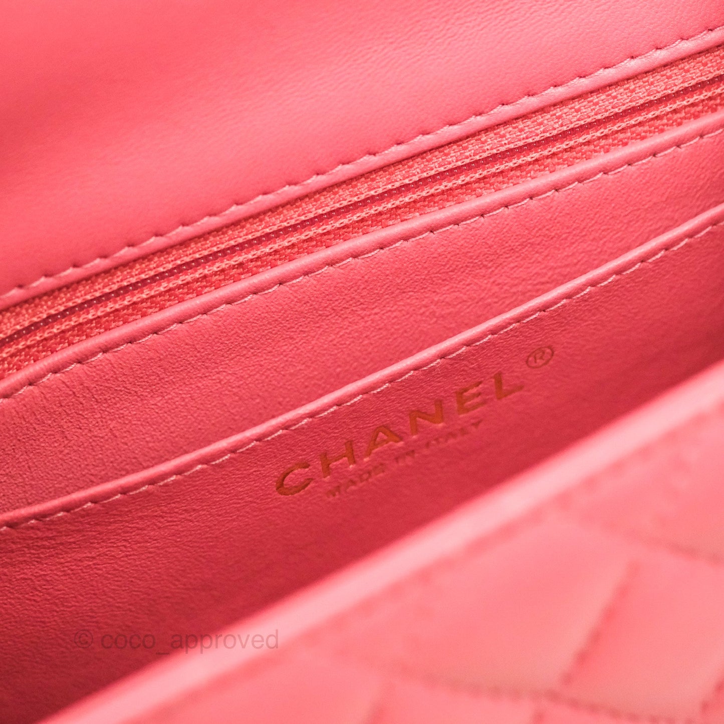 Chanel Mini Square Quilted Rosy Pink Lambskin Gold Hardware 21A