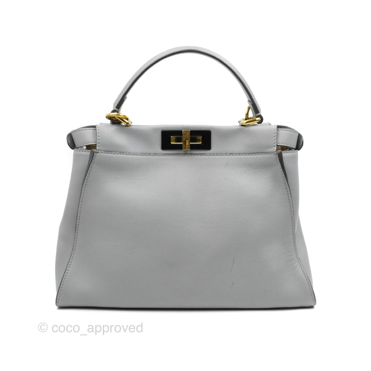 Fendi Peekaboo Medium Light Grey Blue Gold Hardware