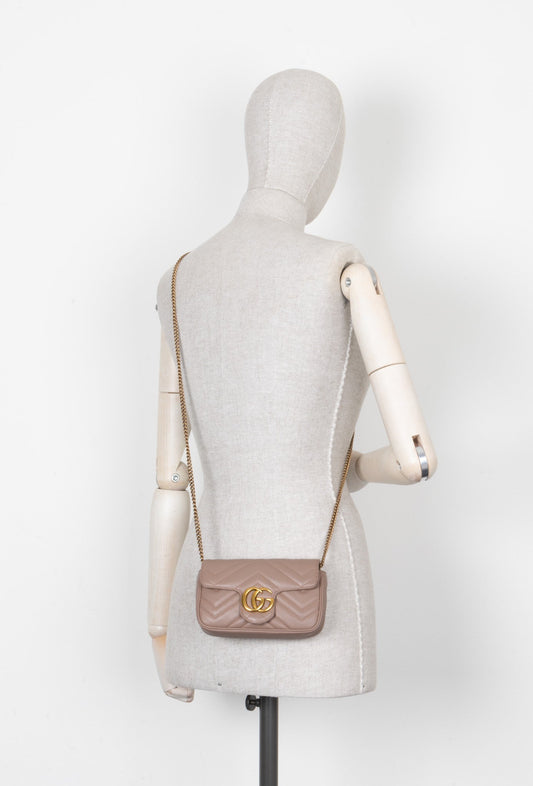 Luxury Gucci Trending 2025 Marmont Mini Crossbody Bag Dusty Rose