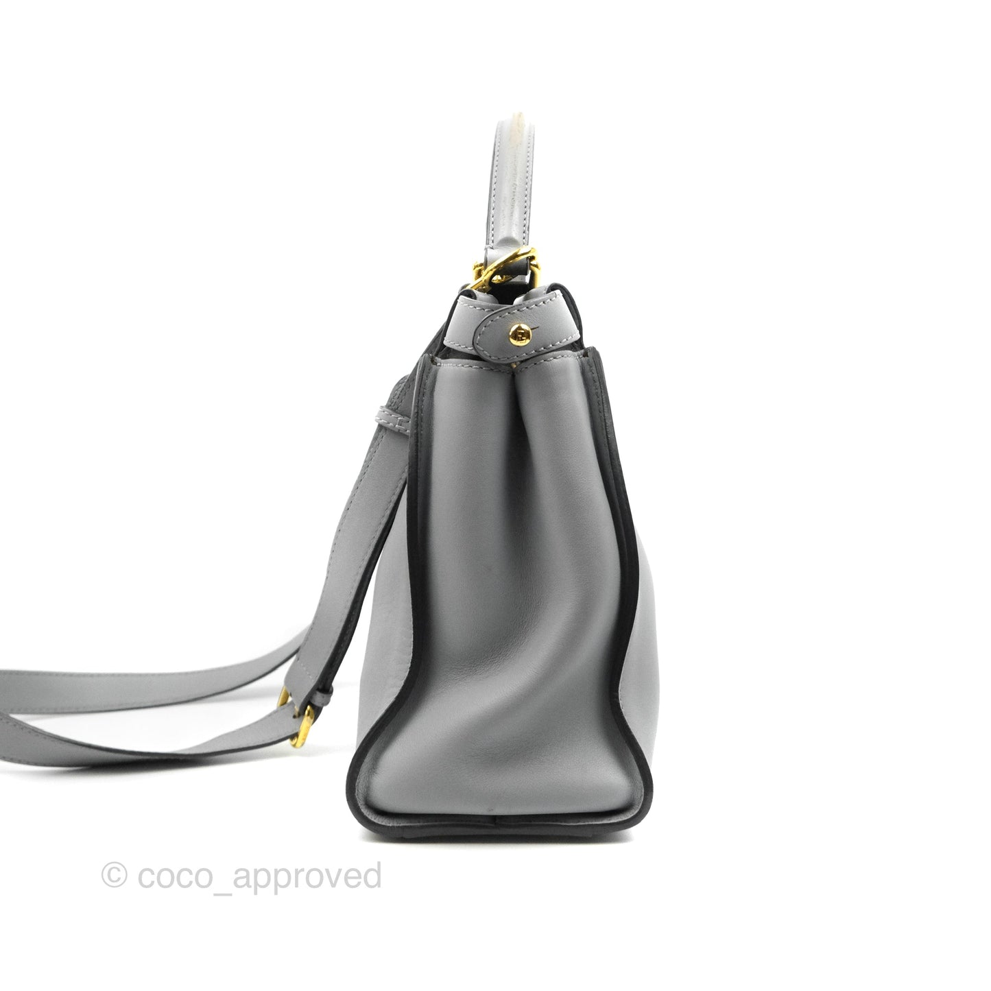 Fendi Peekaboo Medium Light Grey Blue Gold Hardware