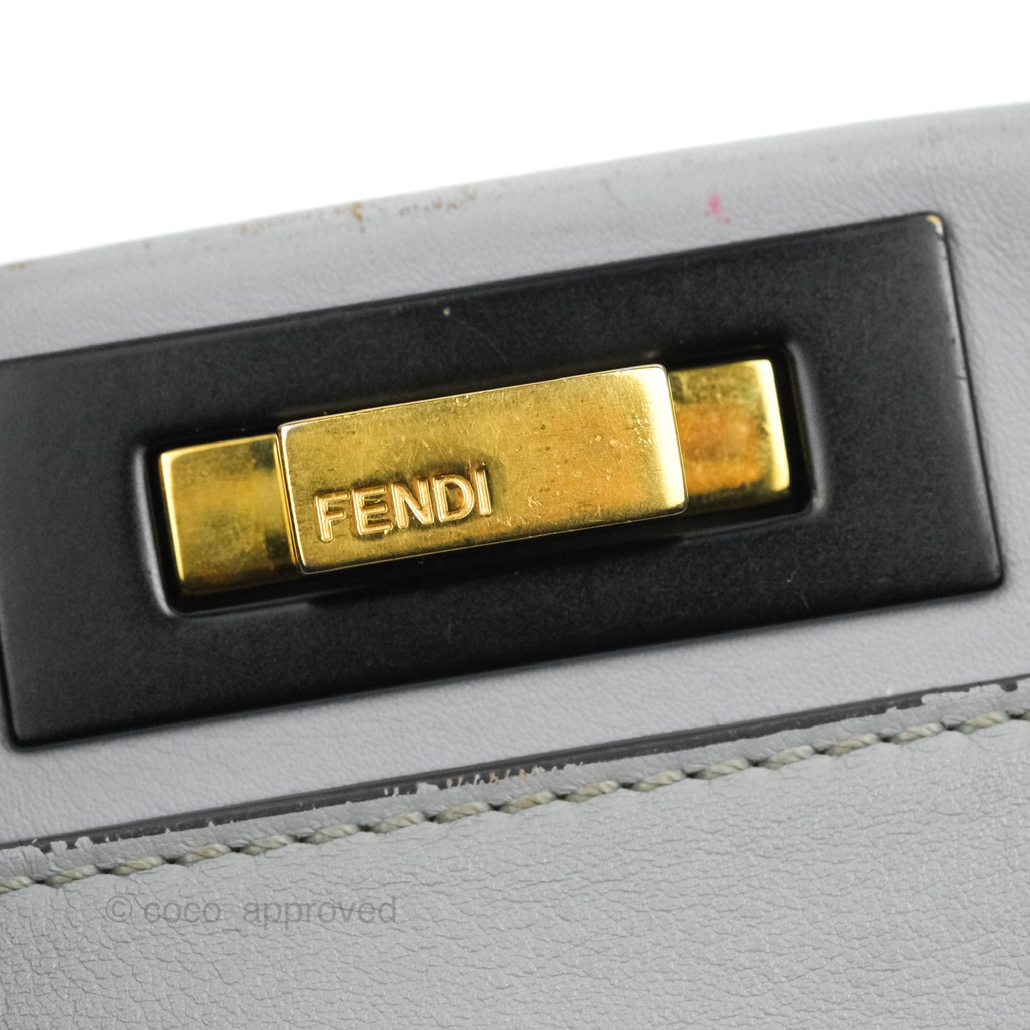 Fendi Peekaboo Medium Light Grey Blue Gold Hardware