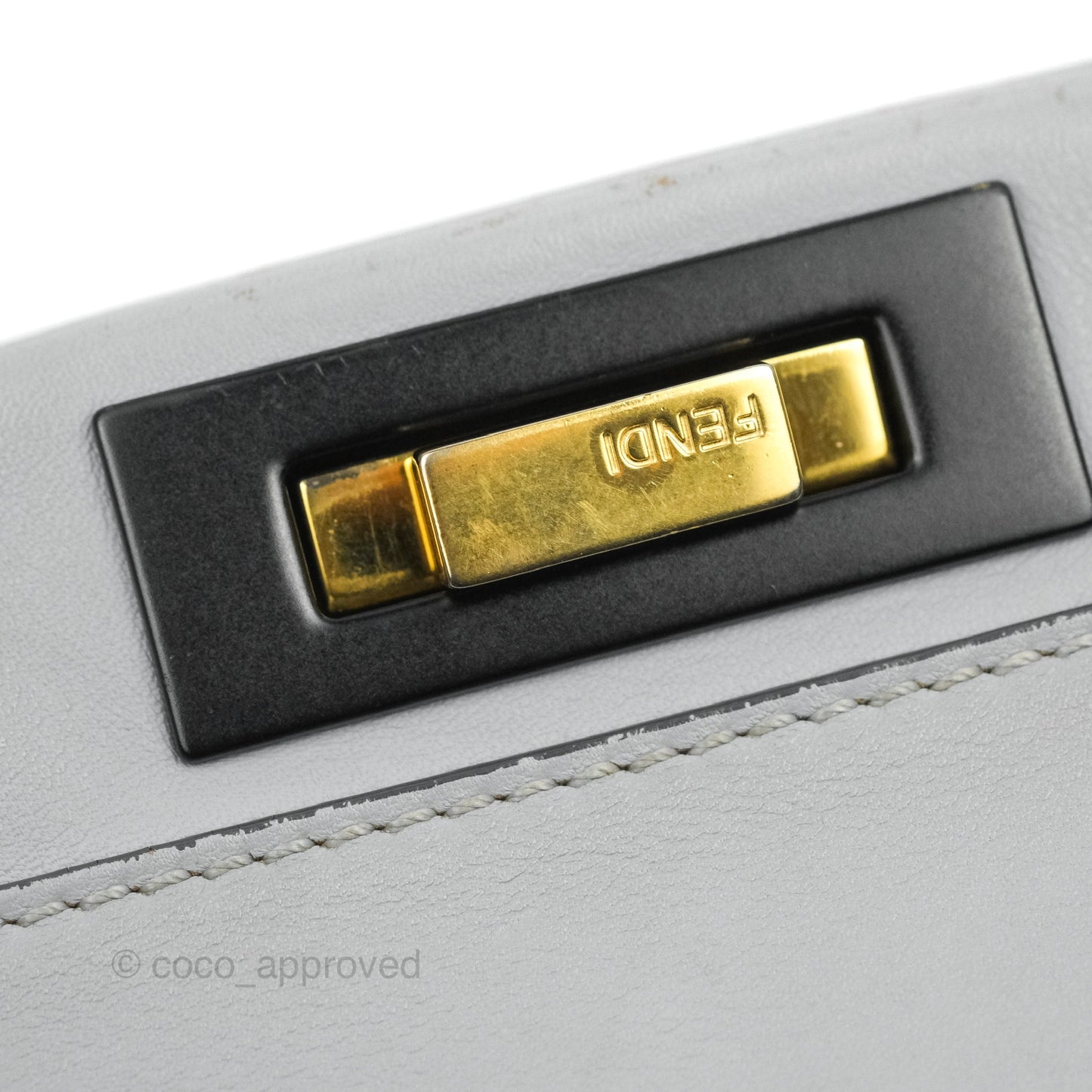 Fendi Peekaboo Medium Light Grey Blue Gold Hardware