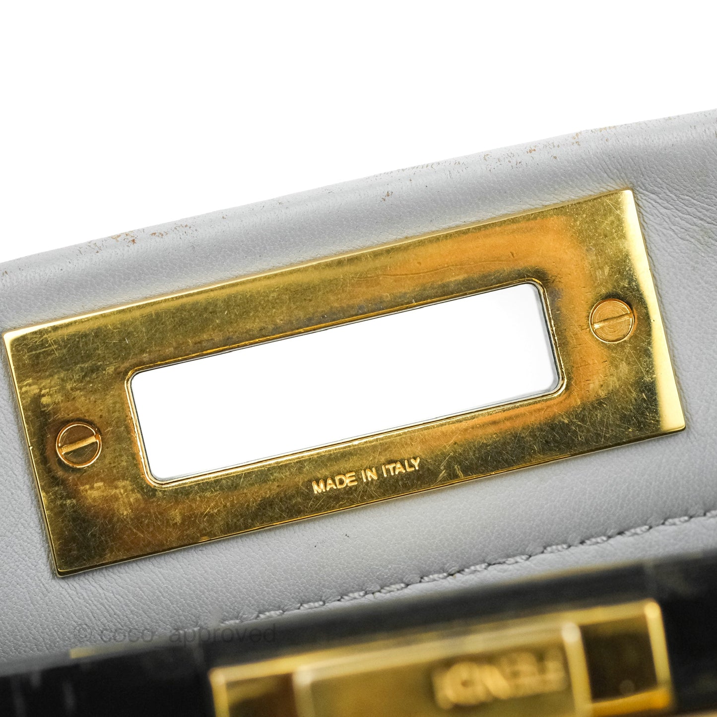 Fendi Peekaboo Medium Light Grey Blue Gold Hardware