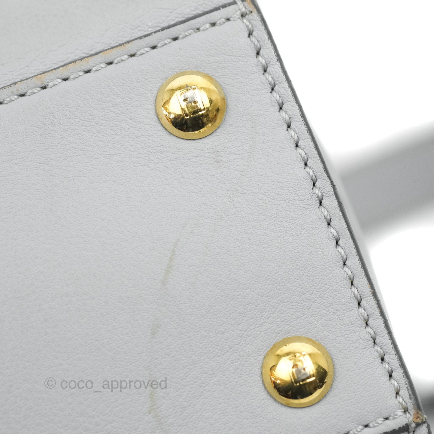Fendi Peekaboo Medium Light Grey Blue Gold Hardware
