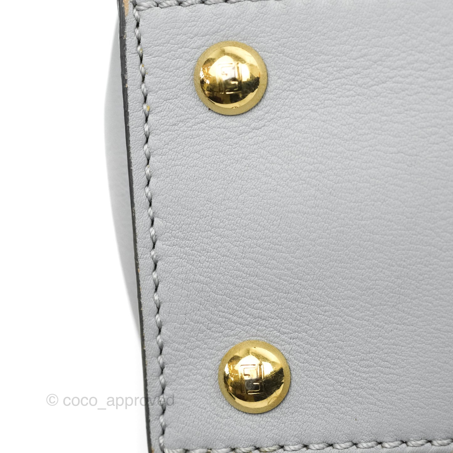 Fendi Peekaboo Medium Light Grey Blue Gold Hardware