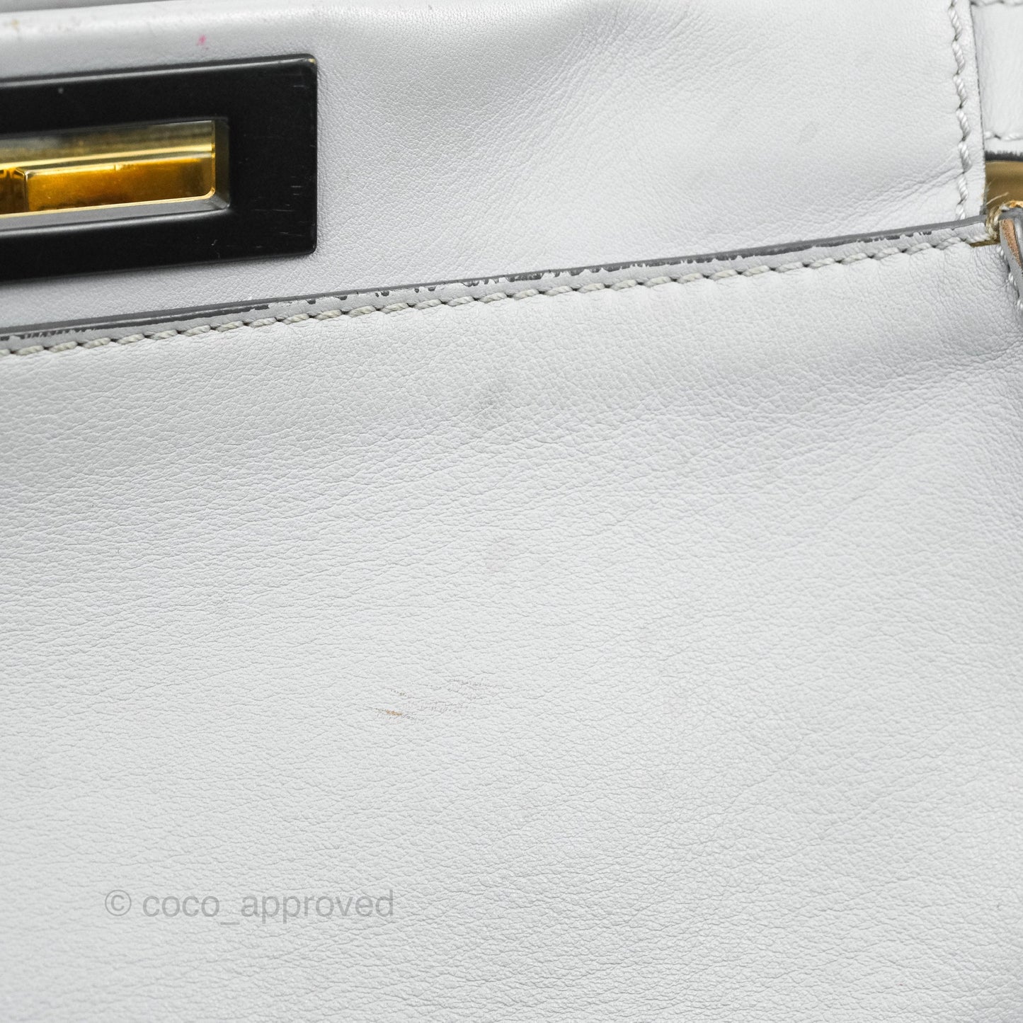 Fendi Peekaboo Medium Light Grey Blue Gold Hardware
