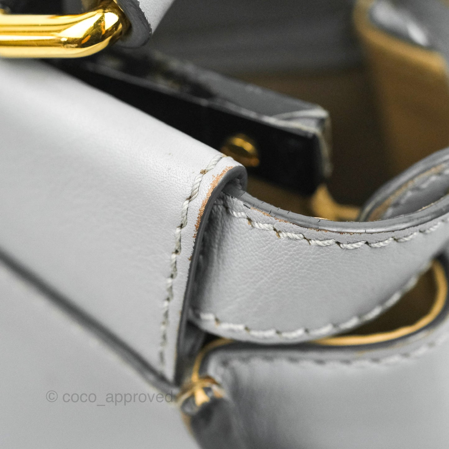 Fendi Peekaboo Medium Light Grey Blue Gold Hardware
