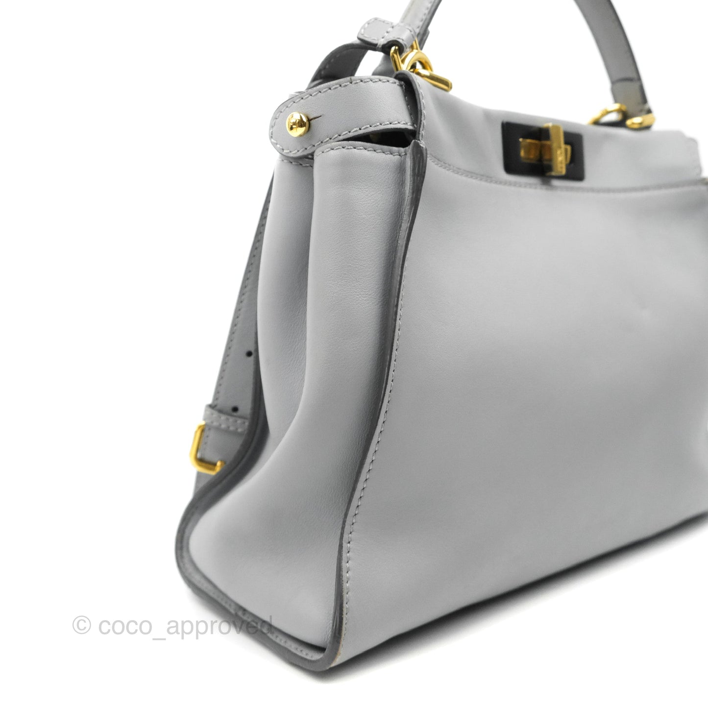 Fendi Peekaboo Medium Light Grey Blue Gold Hardware