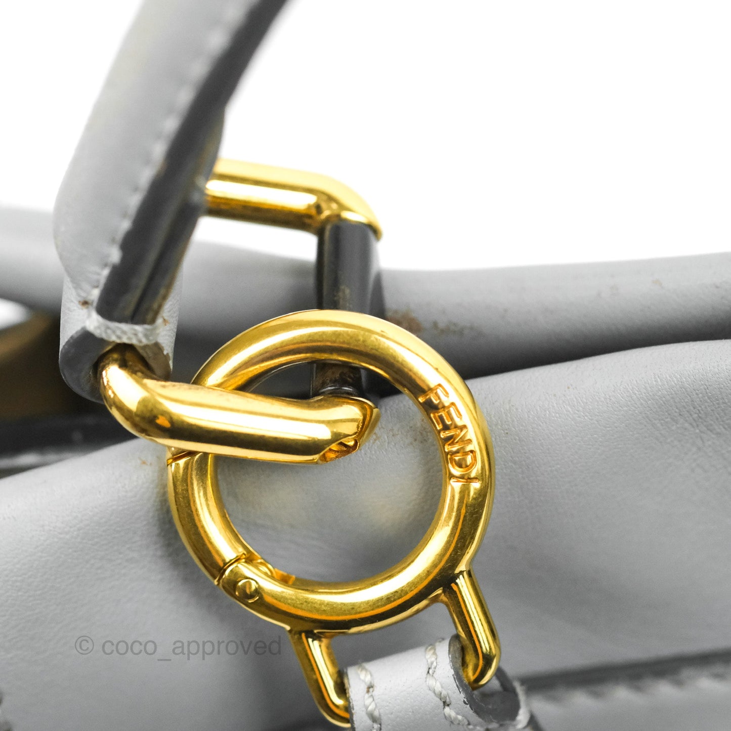 Fendi Peekaboo Medium Light Grey Blue Gold Hardware