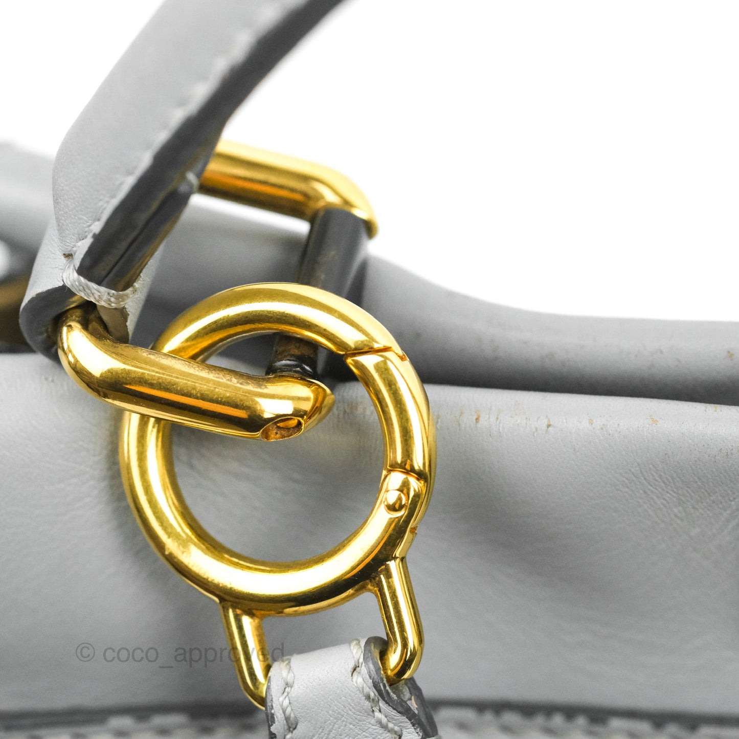 Fendi Peekaboo Medium Light Grey Blue Gold Hardware