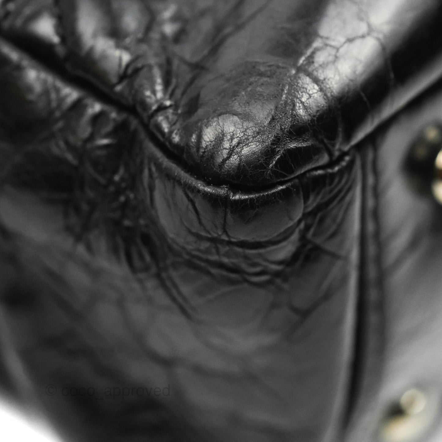Chanel Black Glazed Calfskin & Tweed Bowling Bag Silver Hardware