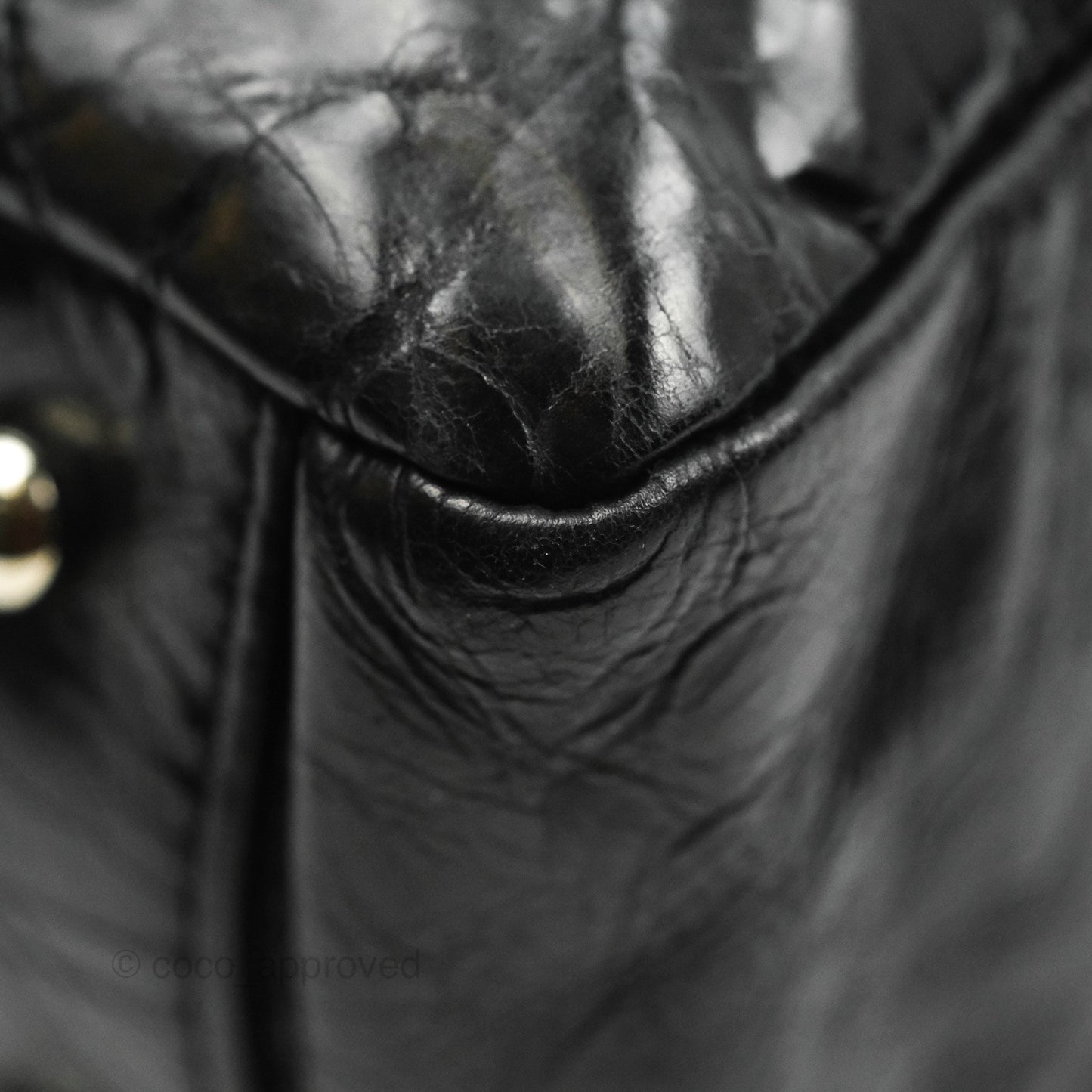 Chanel Black Glazed Calfskin & Tweed Bowling Bag Silver Hardware