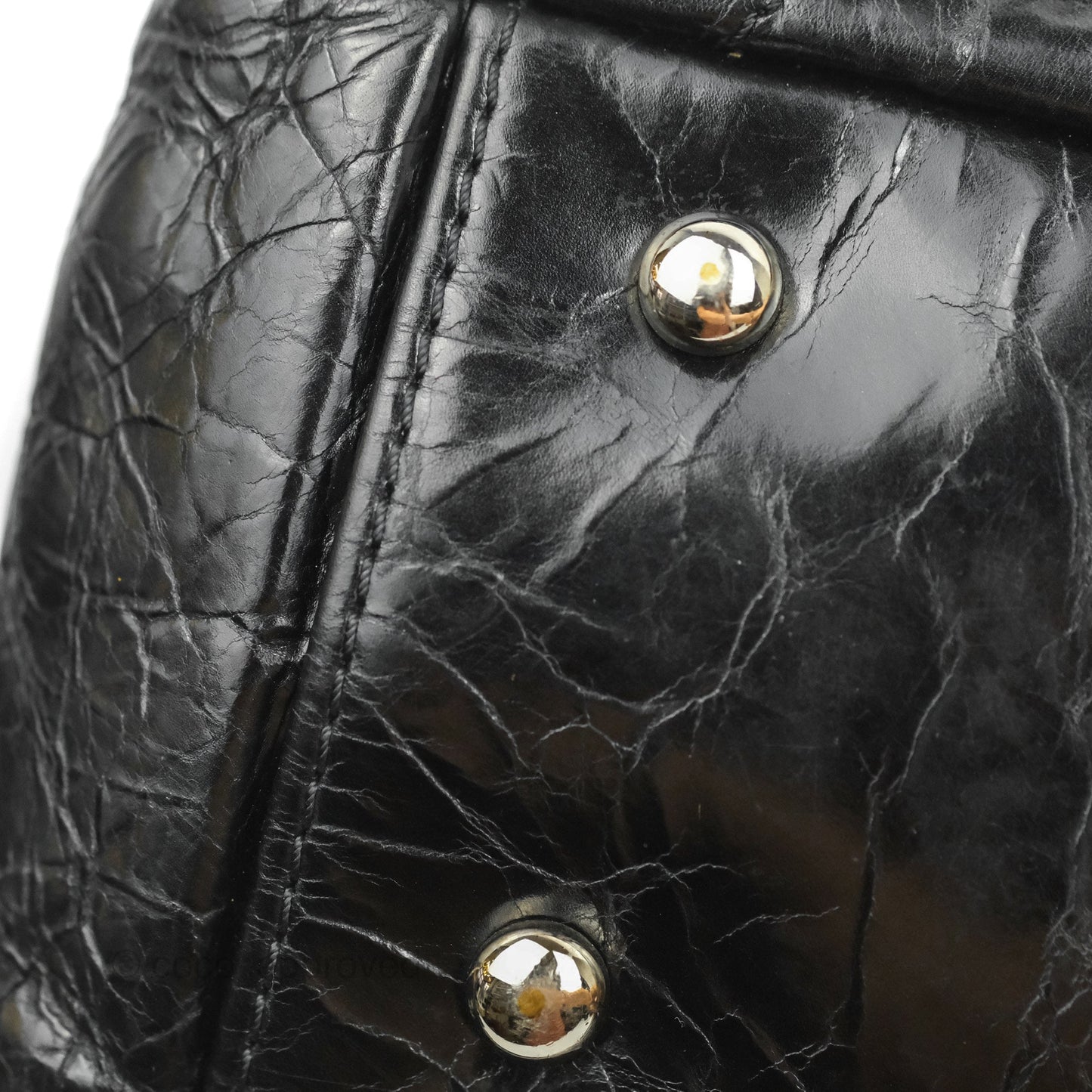 Chanel Black Glazed Calfskin & Tweed Bowling Bag Silver Hardware