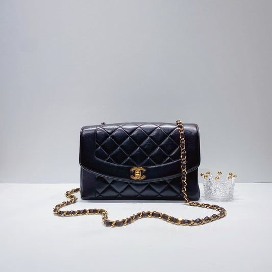 No.3650-Chanel Vintage Lambskin Diana Bag 25cm With Back Pocket
