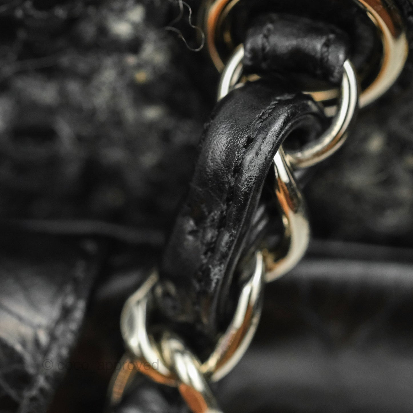 Chanel Black Glazed Calfskin & Tweed Bowling Bag Silver Hardware