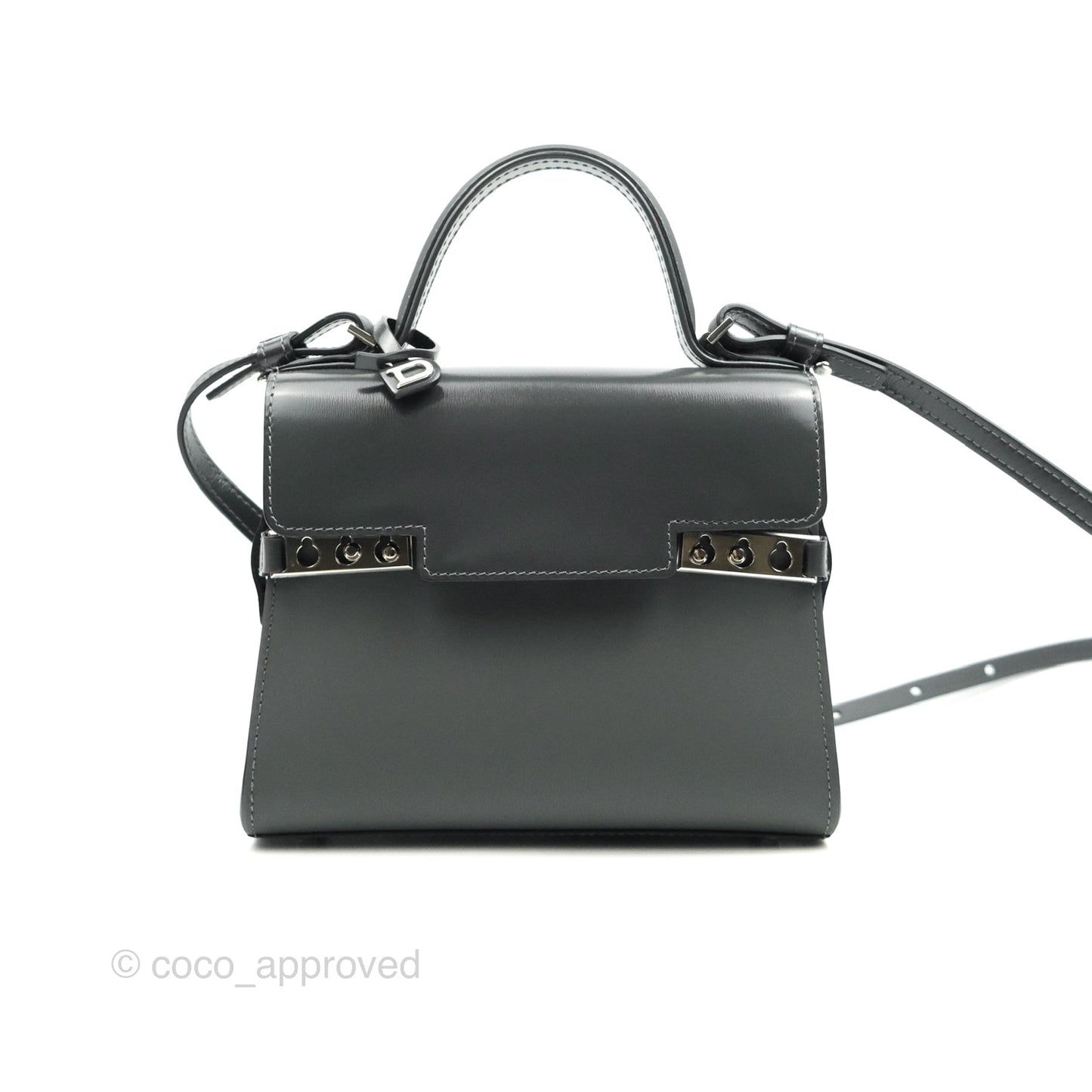 Delvaux Tempete Mini Grey Box Calfskin Silver Hardware